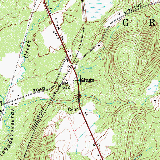 Topographic Map of Kings, NY