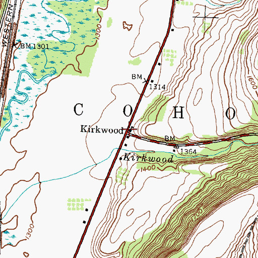 Topographic Map of Kirkwood, NY