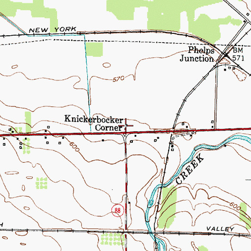 Topographic Map of Knickerbocker Corner, NY