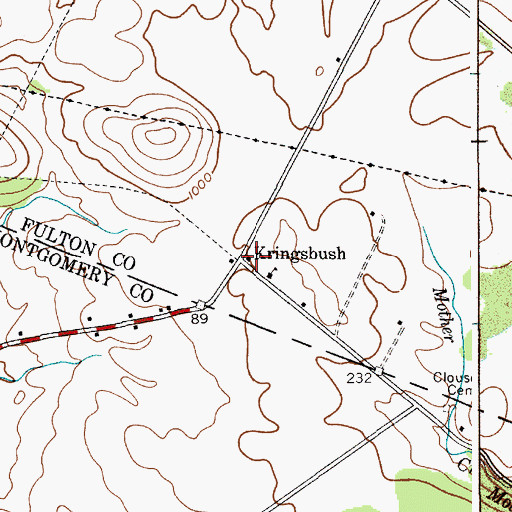 Topographic Map of Kringsbush, NY