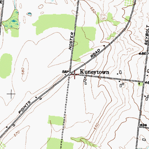 Topographic Map of Kuneytown, NY