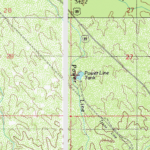 Topographic Map of Power Line Tank, AZ