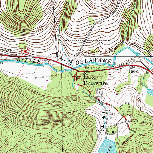 Topographic Map of Lake Delaware, NY