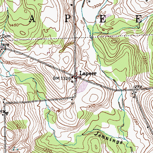 Topographic Map of Lapeer, NY