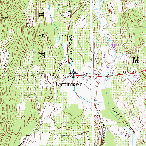 Topographic Map of Lattintown, NY