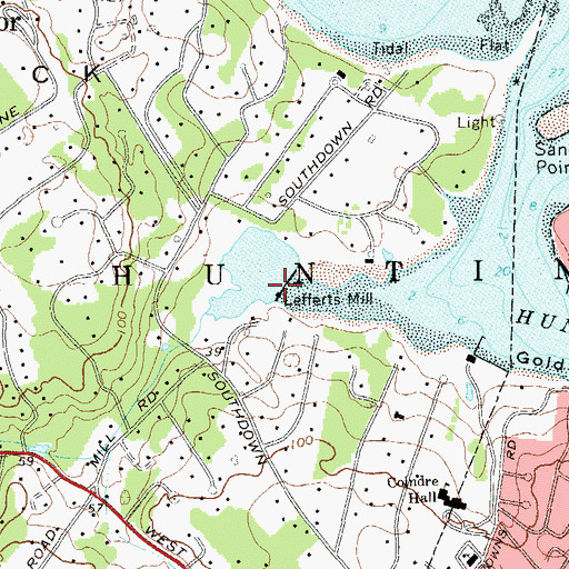 Topographic Map of Lefferts Mill, NY
