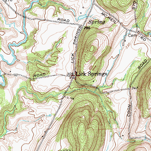Topographic Map of Lick Springs, NY