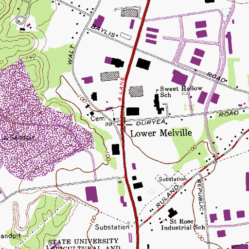 Topographic Map of Lower Melville, NY