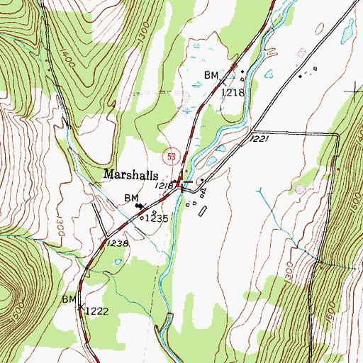 Topographic Map of Marshalls, NY
