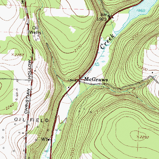 Topographic Map of McGraws, NY