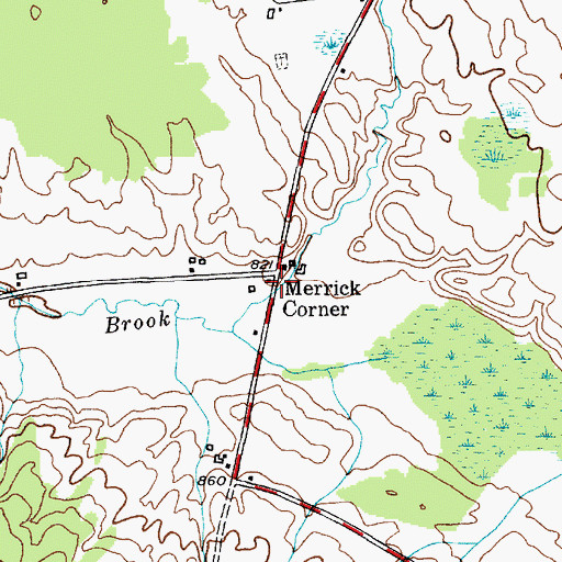 Topographic Map of Merrick Corner, NY