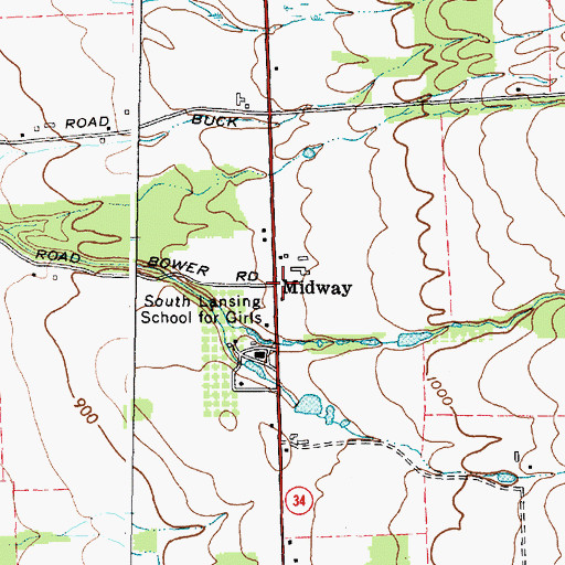Topographic Map of Midway, NY
