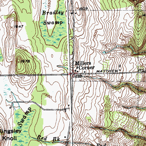 Topographic Map of Millers Corner, NY