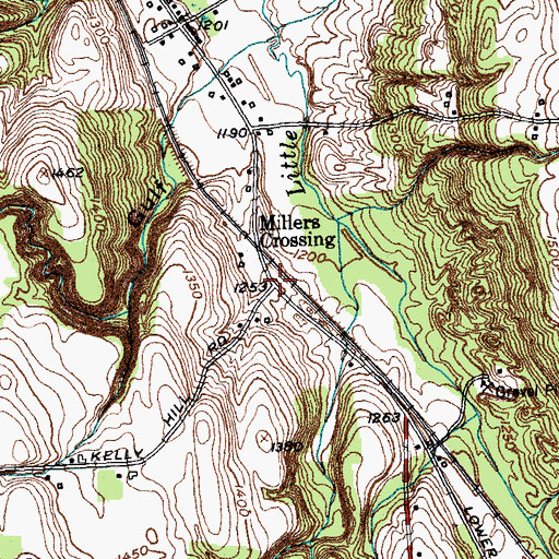 Topographic Map of Millers Crossing, NY