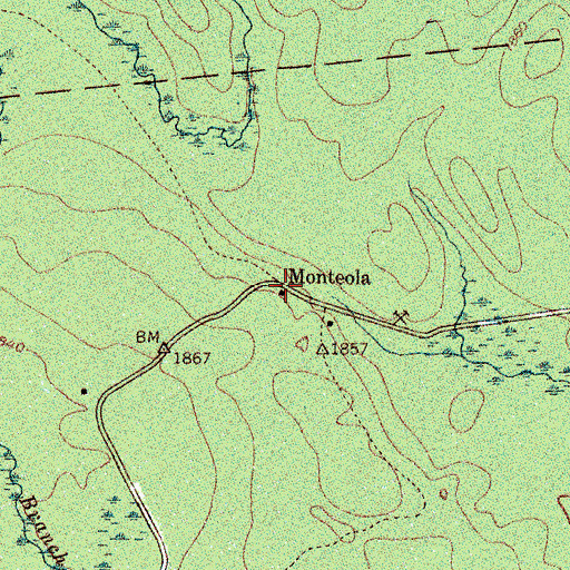 Topographic Map of Monteola, NY