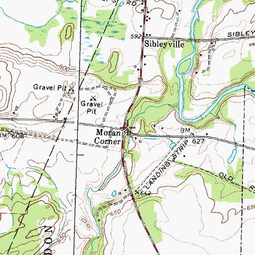 Topographic Map of Moran Corner, NY