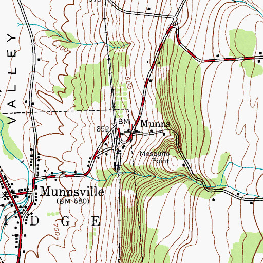 Topographic Map of Munns, NY