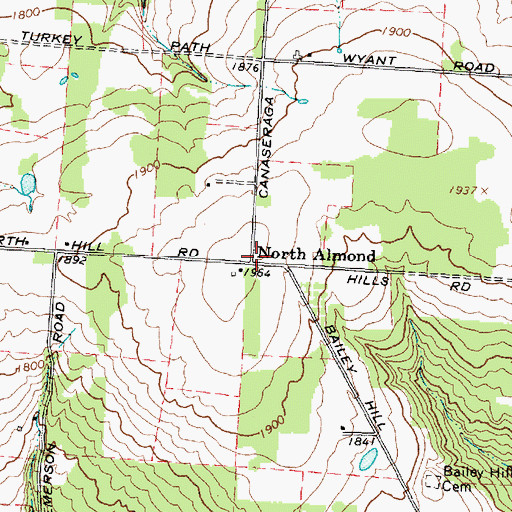 Topographic Map of North Almond, NY