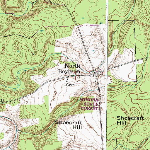 Topographic Map of North Boylston, NY