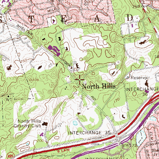 Topographic Map of North Hills, NY
