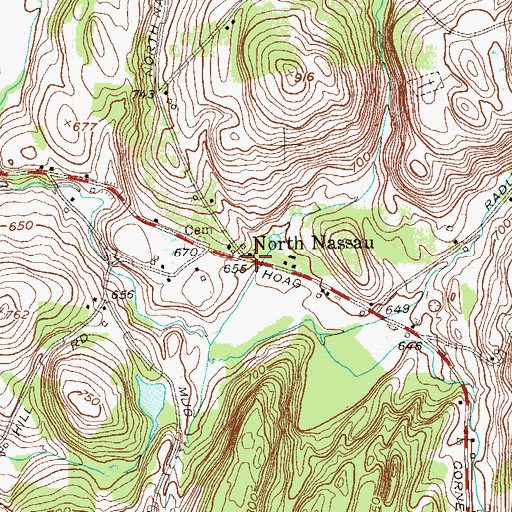 Topographic Map of North Nassau, NY