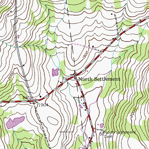 Topographic Map of North Settlement, NY