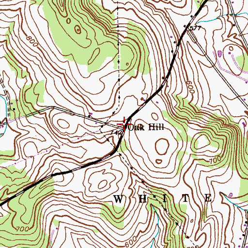 Topographic Map of Oak Hill, NY