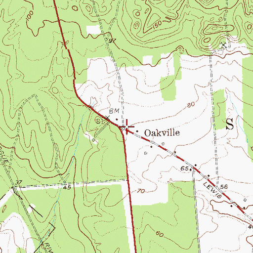 Topographic Map of Oakville, NY