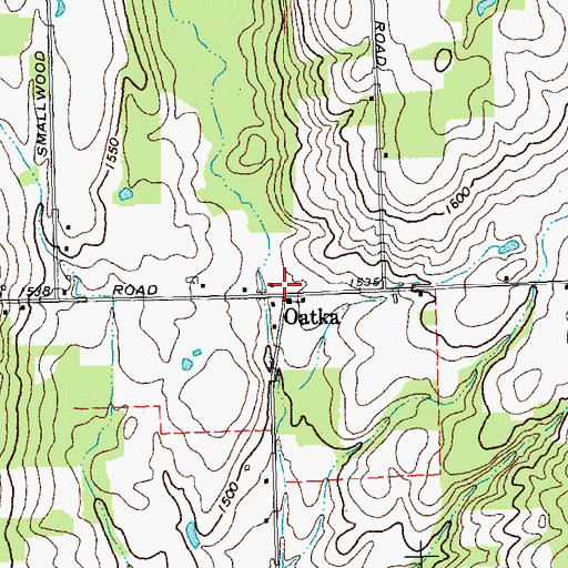 Topographic Map of Oatka, NY