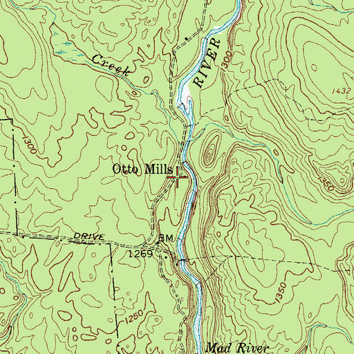 Topographic Map of Otto Mills, NY