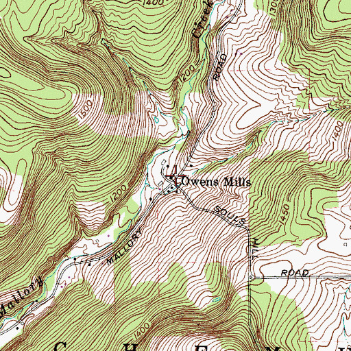 Topographic Map of Owens Mills, NY