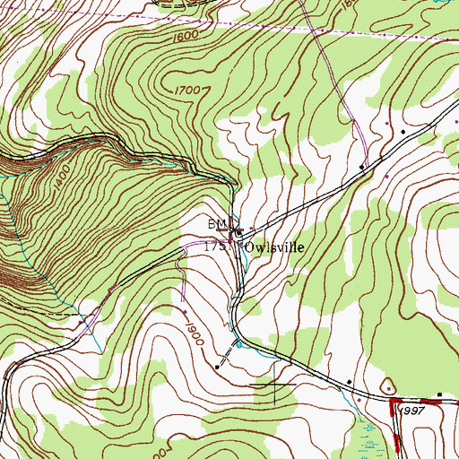 Topographic Map of Owlsville, NY