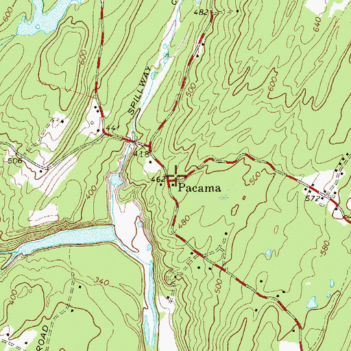 Topographic Map of Pacama, NY