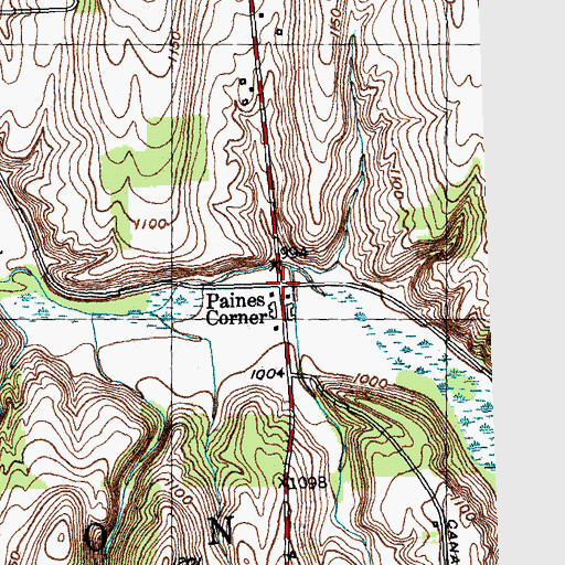 Topographic Map of Paines Corner, NY