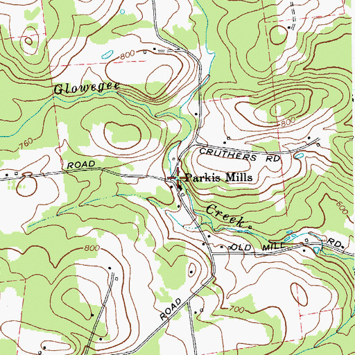 Topographic Map of Parkis Mills, NY