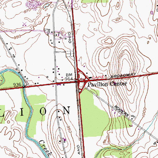 Topographic Map of Pavilion Center, NY