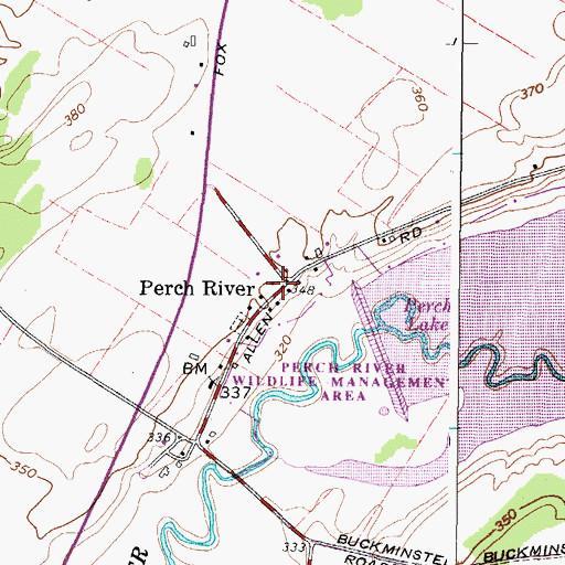 Topographic Map of Perch River, NY