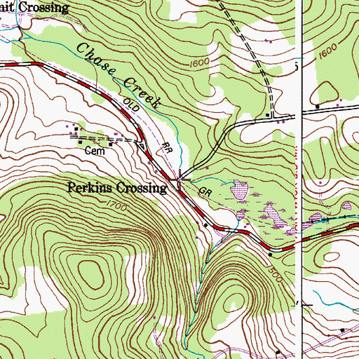 Topographic Map of Perkins Crossing, NY