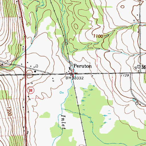 Topographic Map of Peruton, NY