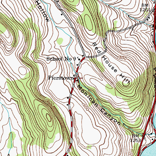 Topographic Map of Pierstown, NY