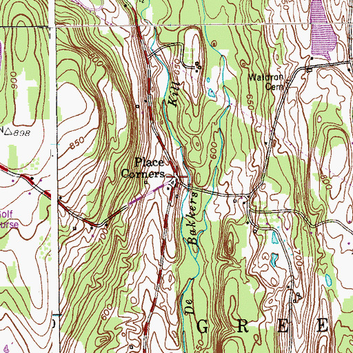 Topographic Map of Place Corners, NY