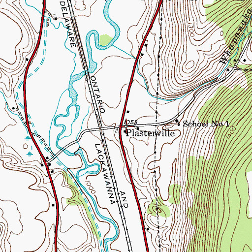 Topographic Map of Plasterville, NY
