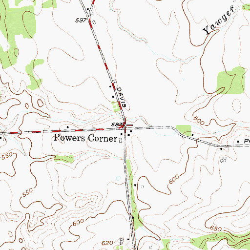 Topographic Map of Powers Corner, NY