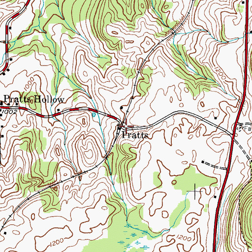 Topographic Map of Pratts, NY