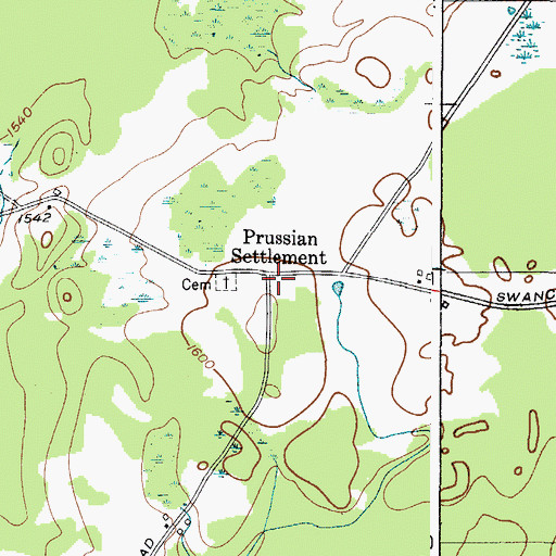 Topographic Map of Prussian Settlement, NY