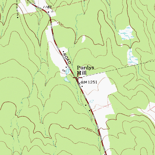 Topographic Map of Purdys Mill, NY