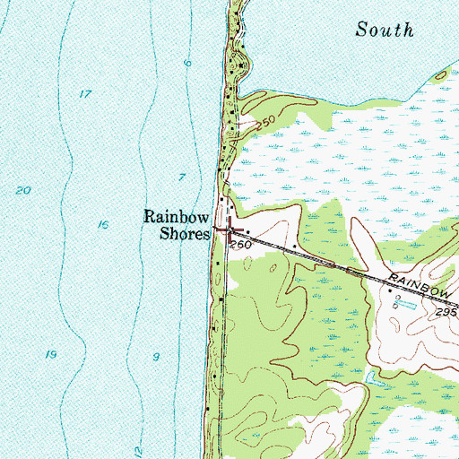 Topographic Map of Rainbow Shores, NY