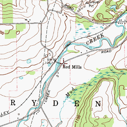 Topographic Map of Red Mills, NY