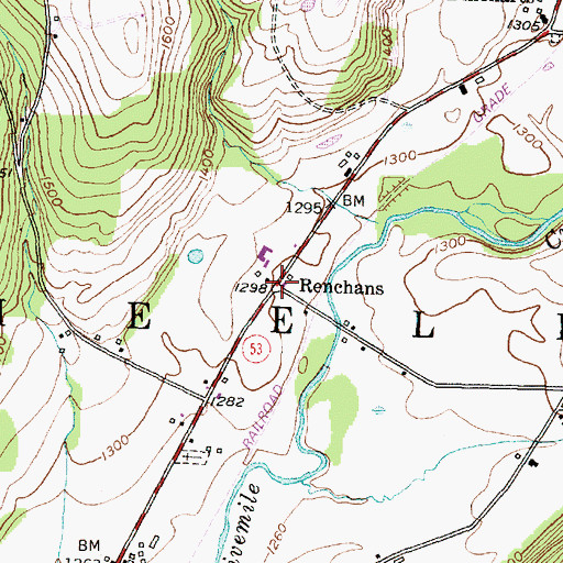Topographic Map of Renchans, NY