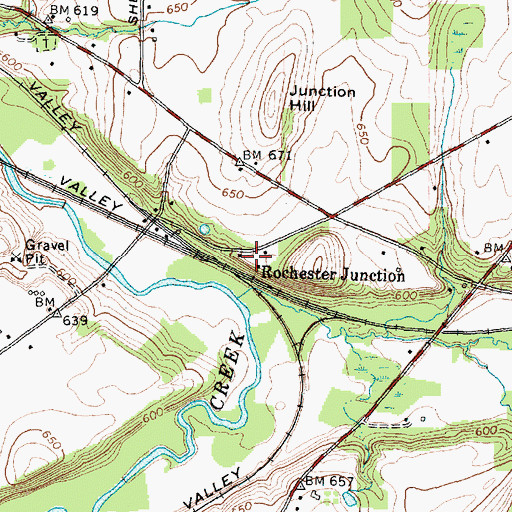 Topographic Map of Rochester Junction, NY